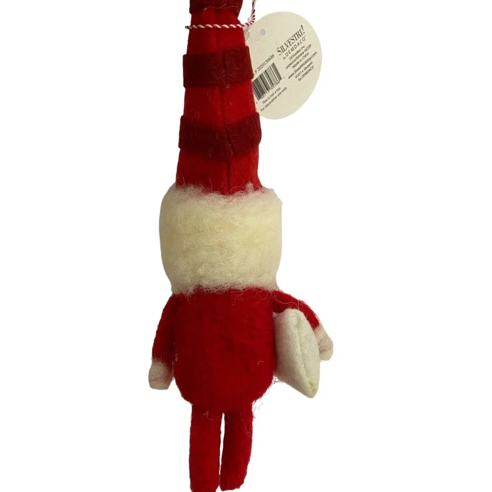 Demdaco Jingle Jam Felted Red and White Santa Ornament  9 inches Tags